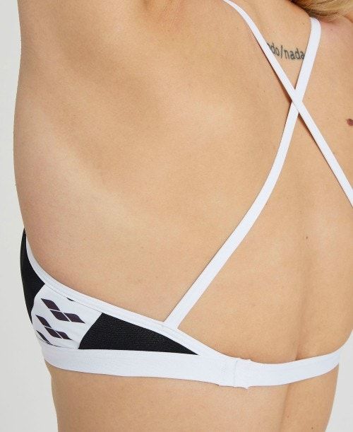 Arena Icons Solid Cross Back Bikini Black / White | 40632-YSHL