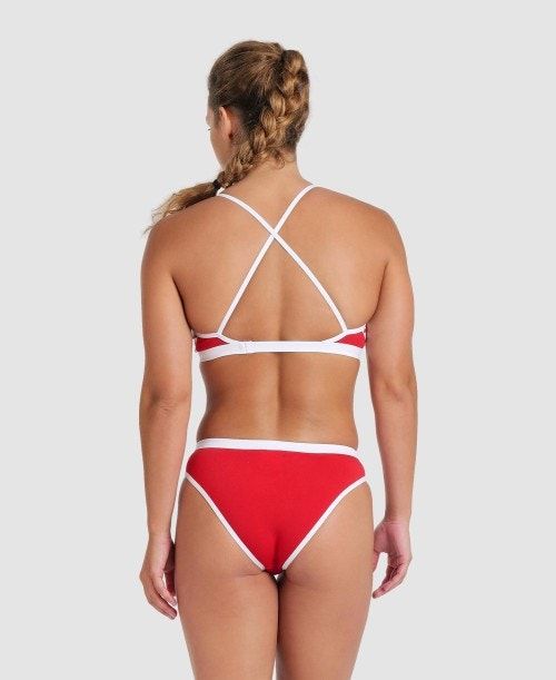 Arena Icons Solid Cross Back Bikini Red / White | 95638-PYAQ