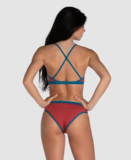 Arena Icons Solid Cross Back Bikini Red / Blue | 51397-HTIF