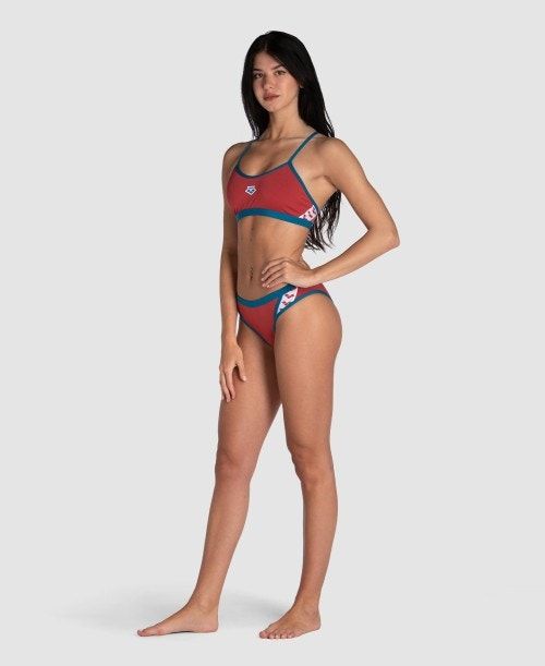 Arena Icons Solid Cross Back Bikini Red / Blue | 51397-HTIF