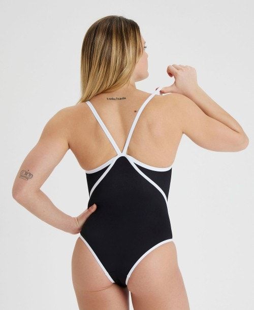 Arena Icons Solid Super Free Back One Piece Black / White | 70269-HTPW