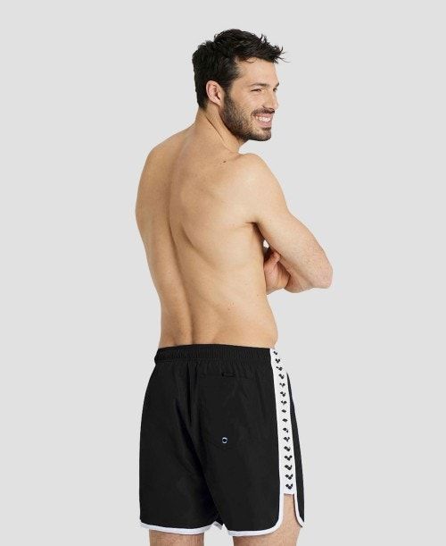 Arena Icons Team Stripe Boxer Black / White | 50741-CKJE