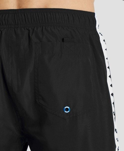 Arena Icons Team Stripe Boxer Black / White | 50741-CKJE