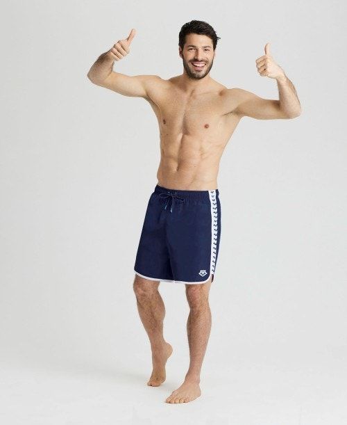 Arena Icons Team Stripe Boxer Navy / White | 52398-MRIO