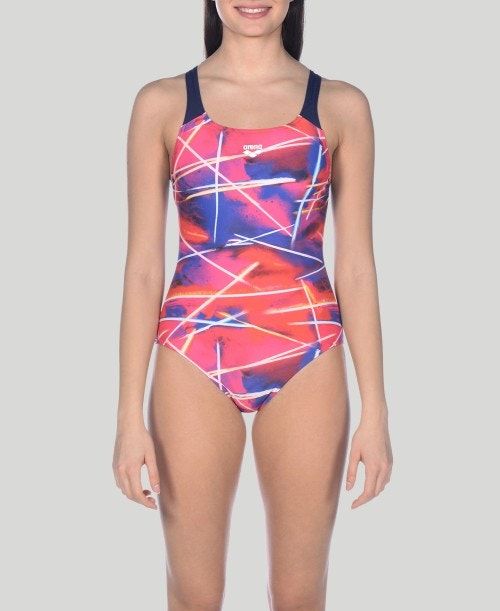 Arena Light Beams Swim Pro Back One Piece Navy / Multicolor | 37104-HWBU