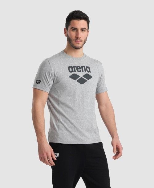 Arena Logo Cotton T-shirt Grey | 62491-BNZK