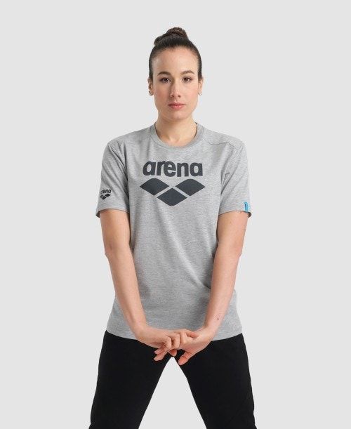 Arena Logo Cotton T-shirt Grey | 62491-BNZK