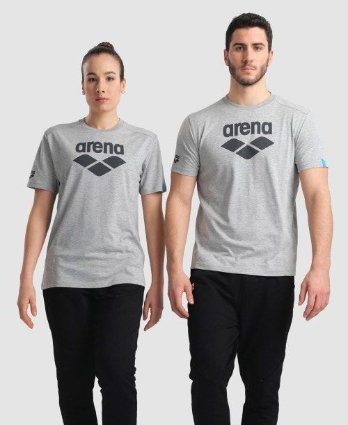 Arena Logo Cotton T-shirt Grey | 62491-BNZK