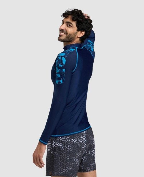 Arena Long Sleeve Rash Guard Navy / Turquoise | 97540-RLYB