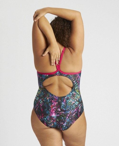 Arena Mountains Texture Light Drop Back One Piece Plus Rose / Multicolor | 71960-ULFD