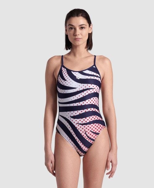 Arena Multi Stripes Lace Back Swimsuit Multicolor | 05943-ZVMF