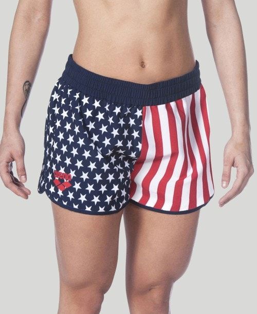 Arena Official Usa Swimming National Team Flag Print Short Multicolor | 93427-RAEI