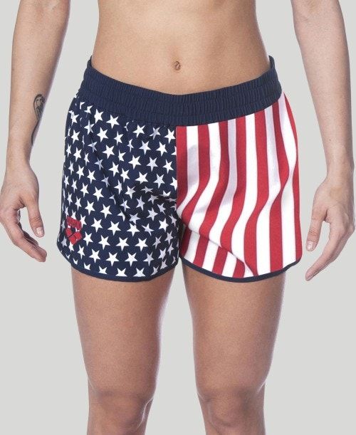 Arena Official Usa Swimming National Team Flag Print Short Multicolor | 93427-RAEI