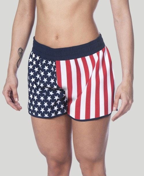 Arena Official Usa Swimming National Team Flag Print Short Multicolor | 93427-RAEI