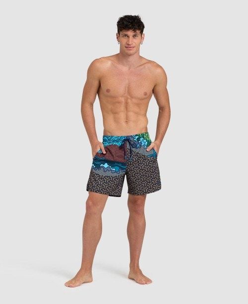 Arena Placed Beach Boxer Blue | 83952-LZJQ