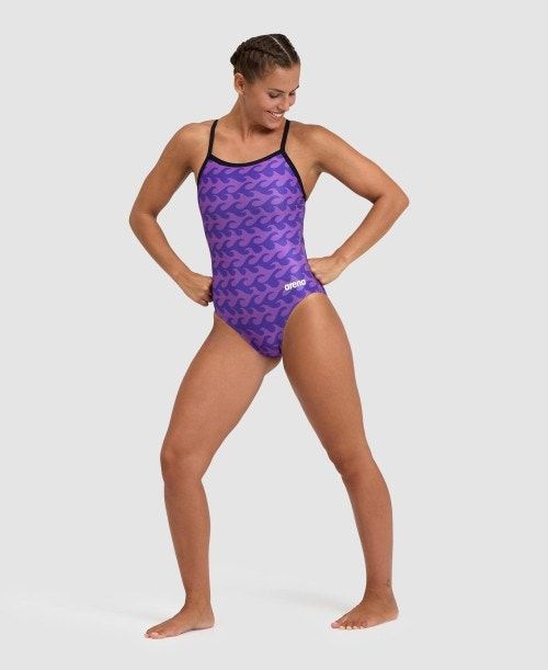 Arena Ride The Wave Light Drop Back One Piece Black / Purple | 41628-ASTC