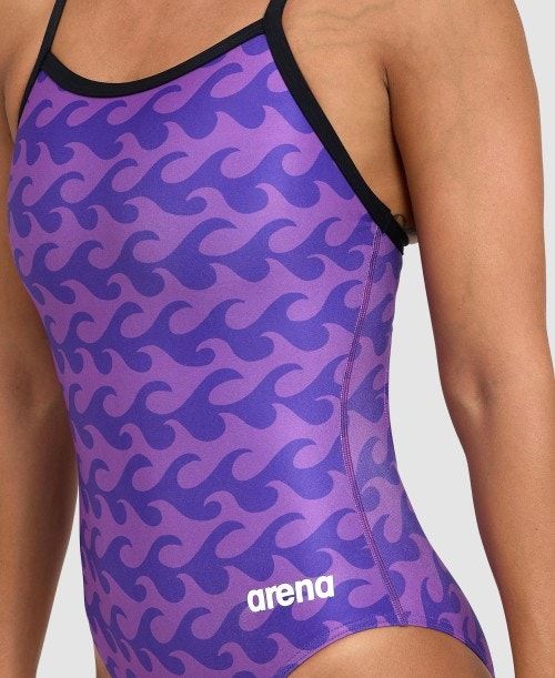 Arena Ride The Wave Light Drop Back One Piece Black / Purple | 41628-ASTC