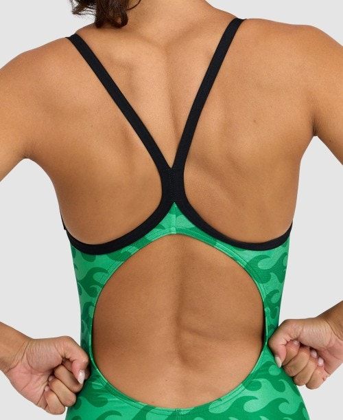 Arena Ride The Wave Light Drop Back One Piece Black / Green | 39758-GFMK