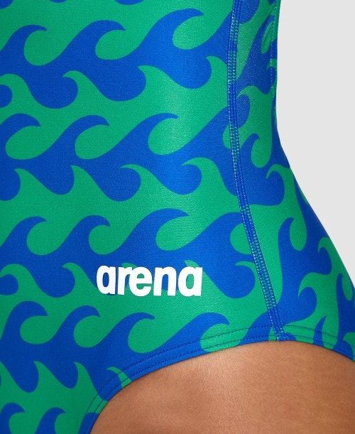 Arena Ride The Wave Light Drop Back One Piece Blue / Navy Green | 52849-WXTZ