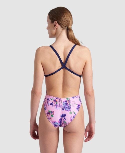 Arena Rose Textures Xcross Back One Piece Rose | 34026-SKZW