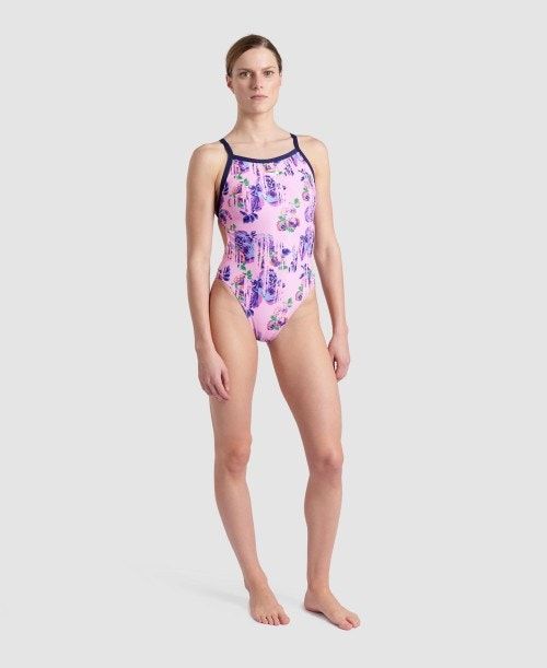 Arena Rose Textures Xcross Back One Piece Rose | 34026-SKZW