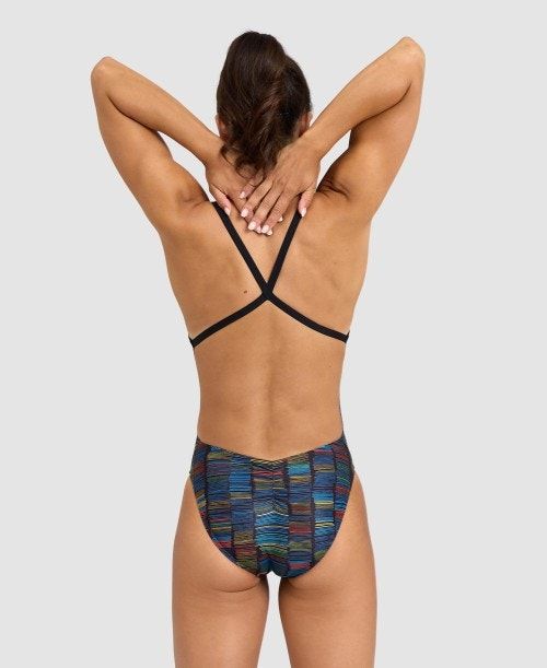 Arena Slow Motion Xcross Back One Piece Black / Turquoise Multicolor | 32980-HTIY