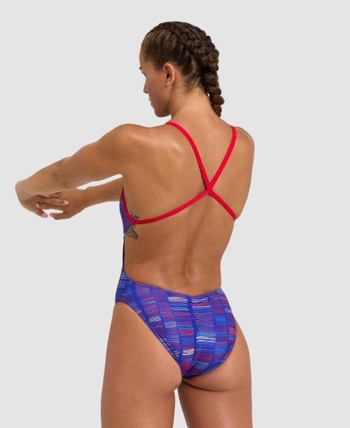 Arena Slow Motion Xcross Back One Piece Red / Blue Multicolor | 14738-JUVC