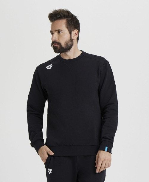 Arena Solid Crewneck Black | 01487-QILH