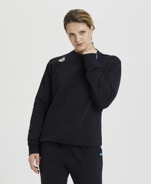 Arena Solid Crewneck Black | 01487-QILH