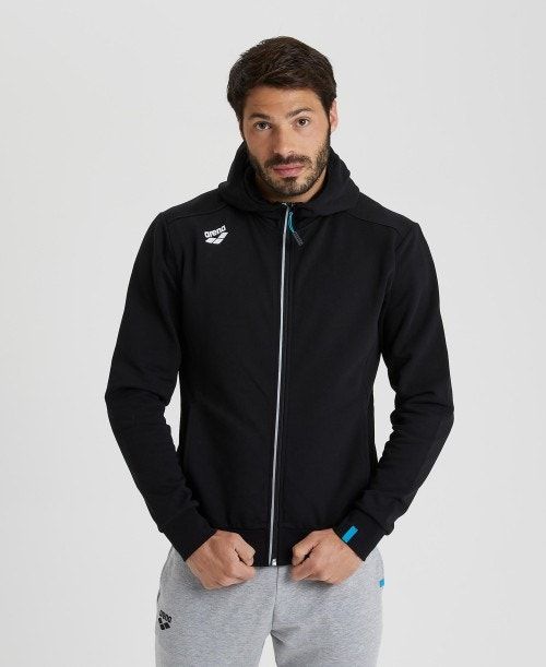 Arena Team Hooded Jacket Panel Black | 07985-XPCI