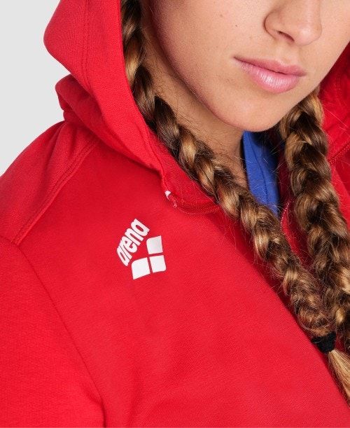 Arena Team Hooded Jacket Panel Red | 64238-QAZM