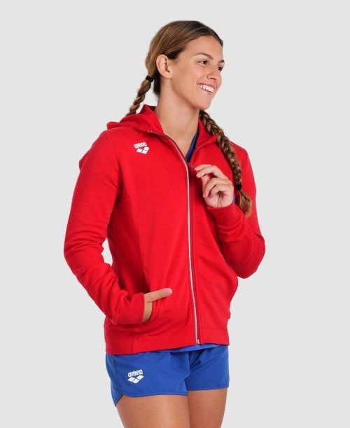 Arena Team Hooded Jacket Panel Red | 64238-QAZM