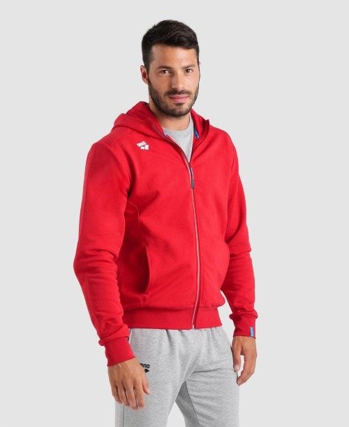 Arena Team Hooded Jacket Panel Red | 94536-YUBI