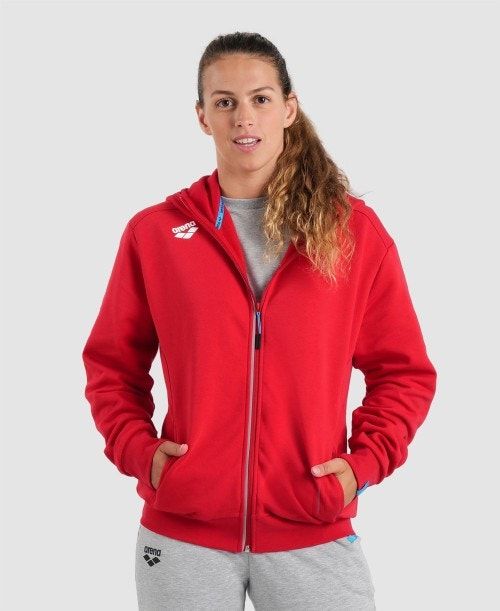 Arena Team Hooded Jacket Panel Red | 94536-YUBI