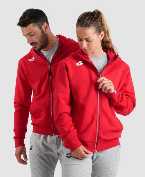 Arena Team Hooded Jacket Panel Red | 94536-YUBI