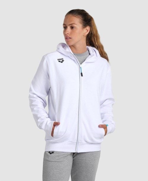 Arena Team Hooded Jacket Panel White | 47150-QZHG