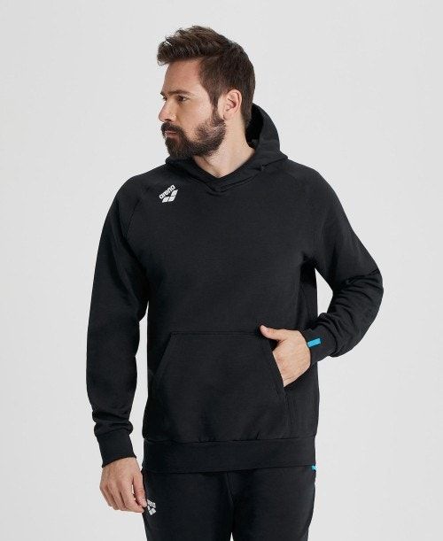 Arena Team Hooded Sweatshirt Panel Black | 37105-PJDK