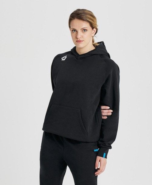 Arena Team Hooded Sweatshirt Panel Black | 37105-PJDK