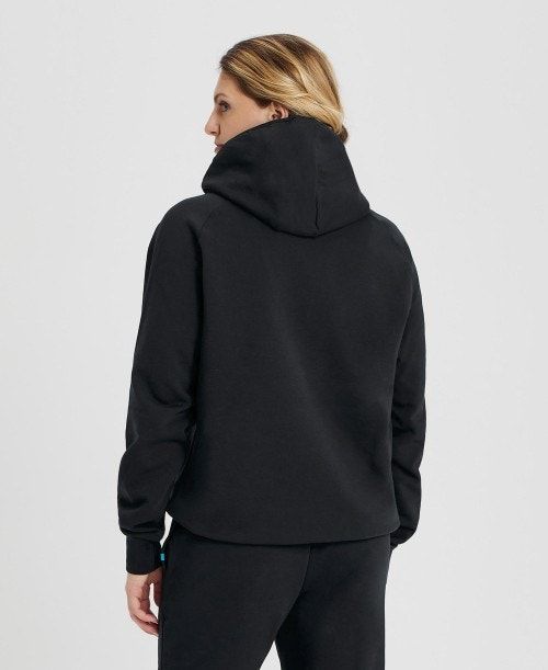 Arena Team Hooded Sweatshirt Panel Black | 37105-PJDK