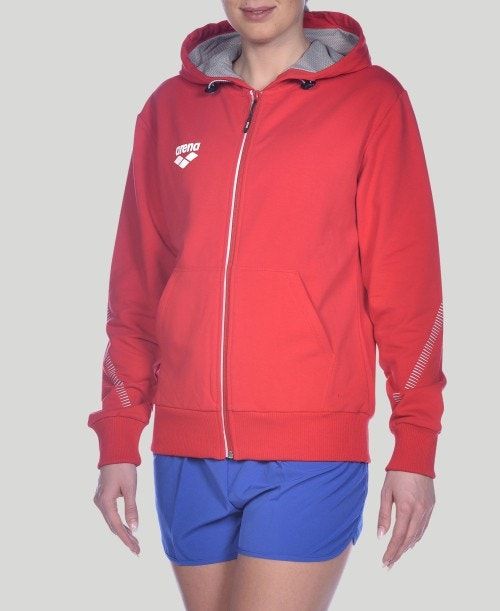 Arena Team Line Hooded Jacket Red | 04527-FBOR