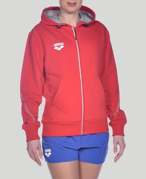 Arena Team Line Hooded Jacket Red | 04527-FBOR