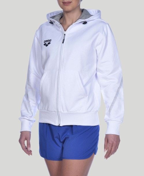 Arena Team Line Hooded Jacket White | 45397-OTJV