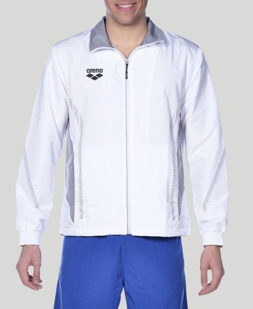 Arena Team Line Warm-up Jacket White / Grey | 06789-GUZD