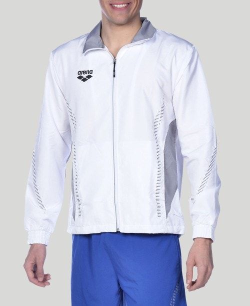 Arena Team Line Warm-up Jacket White / Grey | 06789-GUZD