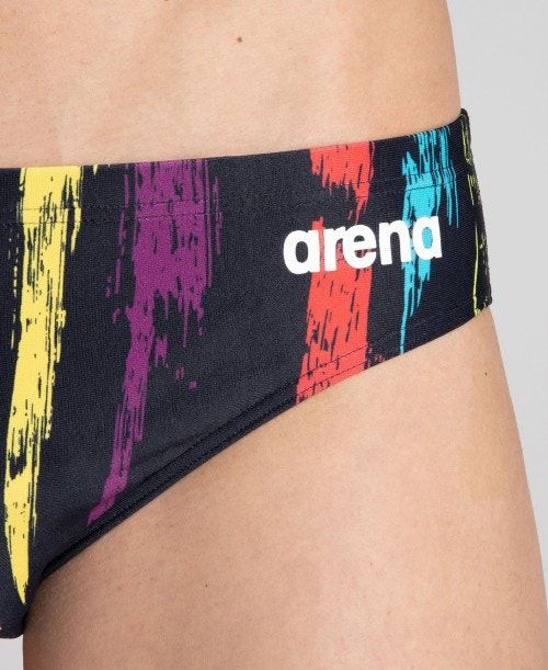 Arena Team Painted Stripes Brief Black / Multicolor Yellow | 04623-EBRK