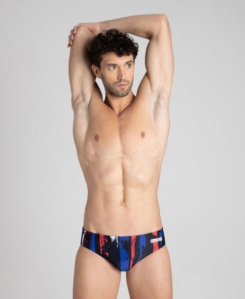 Arena Team Painted Stripes Brief Black / Multicolor White | 67249-SNFB