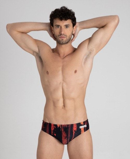 Arena Team Painted Stripes Brief Black / Multicolor Red | 48920-CUOH