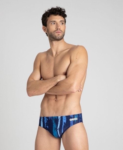 Arena Team Painted Stripes Brief Navy / Multicolor Turquoise | 23417-ZREJ