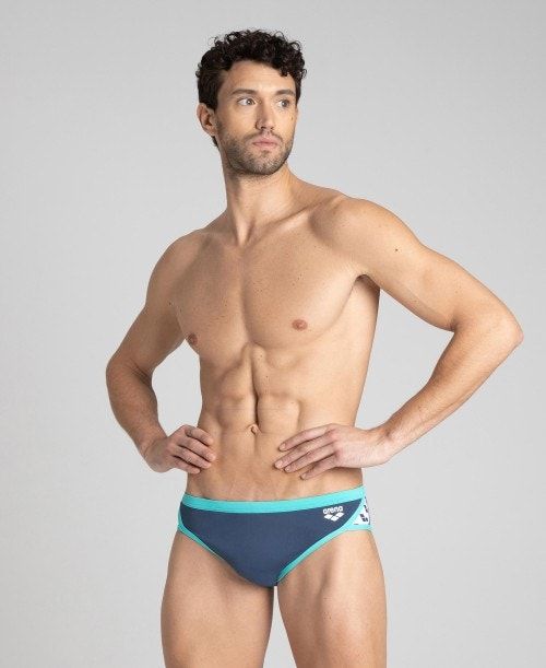 Arena Team Stripe Brief Dark Grey / Mint | 34560-PCIZ