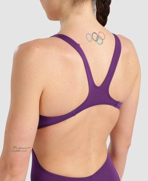 Arena Team Swim Tech Solid One Piece Purple / White | 51462-IYGT